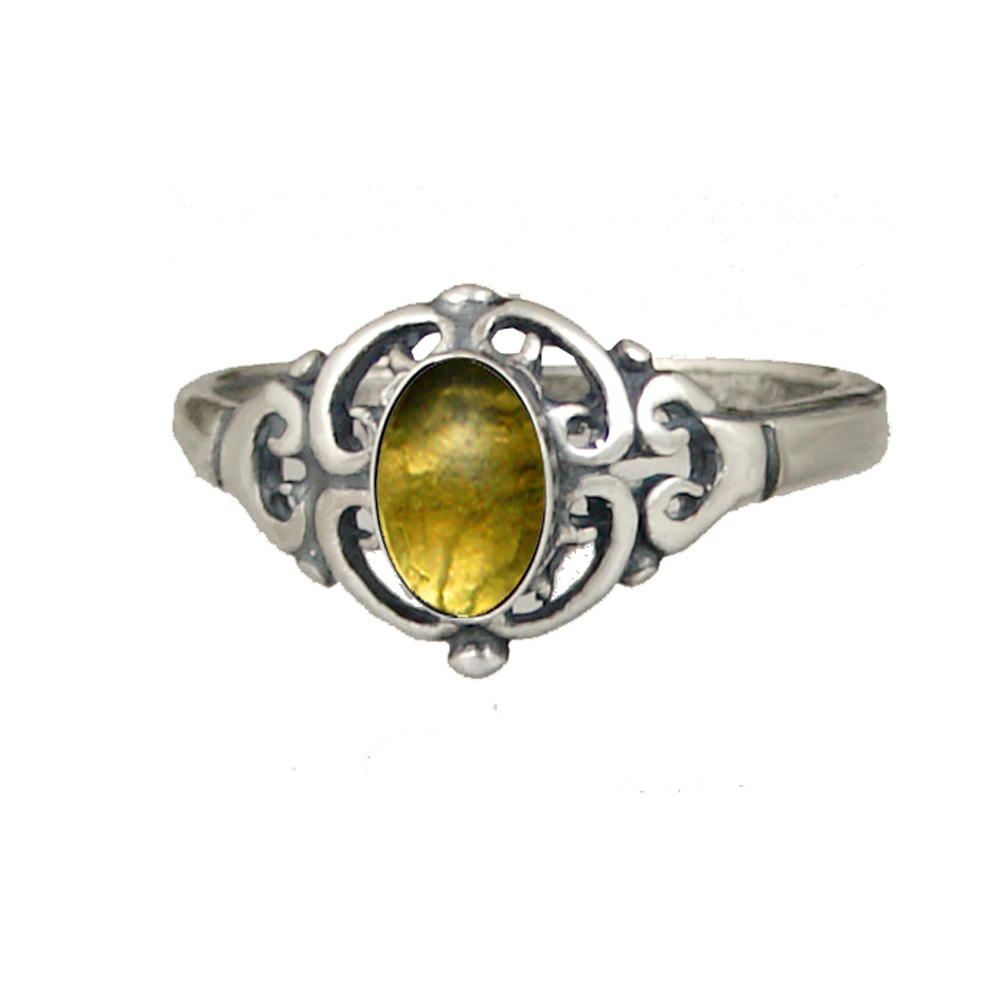 Sterling Silver Filigree Ring With Citrine Size 6